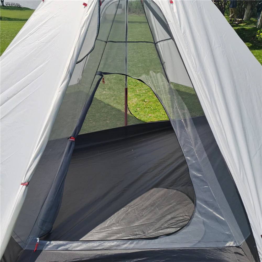 Cheap Goat Tents Winter Ultralight Outdoor Camping Teepee 210T Plaid Pyramid Tent with Snow Skirt Large Rodless Tent Backpacking Hiking Tents Tents 